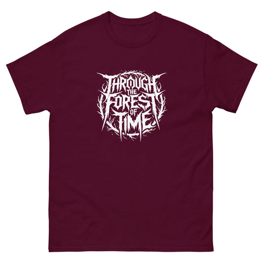 Through The Forest Of Time Logo 2023 Herren-T-Shirt Weinrot